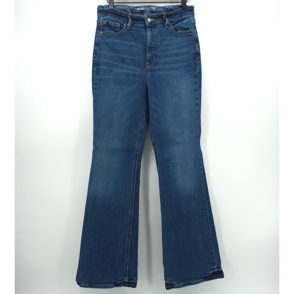Old Navy Women Jeans Higher High-Rise Flare 8 Dark Wash Denim Retro Style